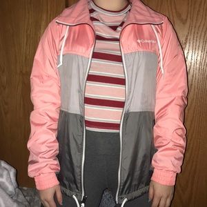 Tri-Colored Pink Columbia Windbreaker (lined)